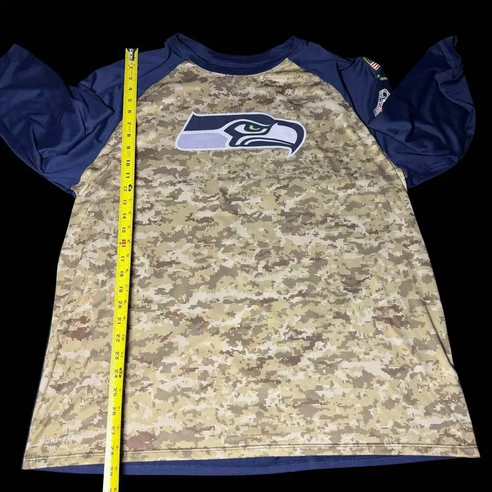 Nike Seattle Seahawks NFL On-Field Salute To Service 3/4 Raglan Camo Tee XXL